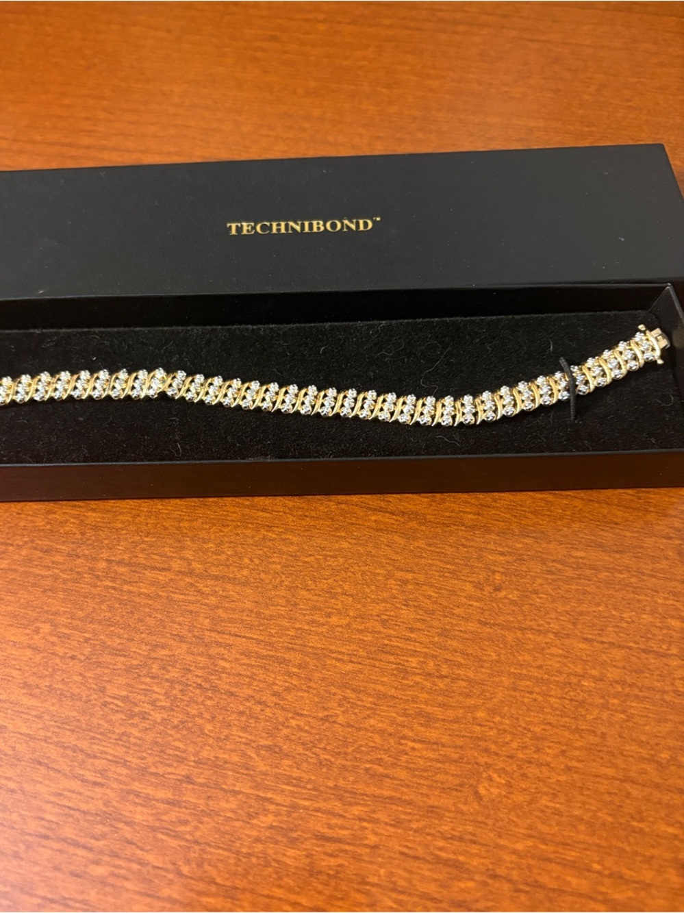 Technibond Gold and Silver Crystal Tennis Bracelet